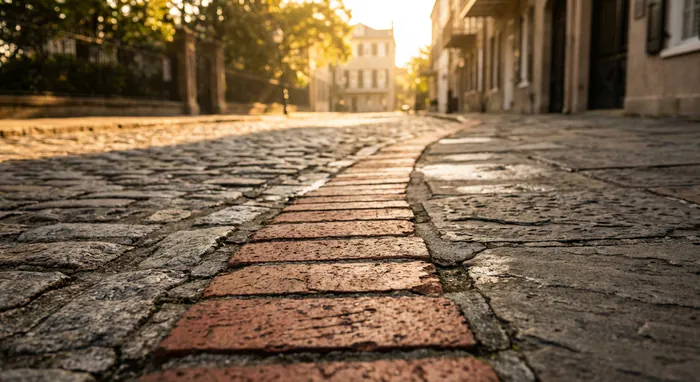 Boston Guide 2026 : Itinéraires et Budget - Visiter Boston : 12 pépites à voir absolument - Boston en 3 jours : Comment éviter les pièges ? Gros plan dynamique sur la ligne rouge du Freedom Trail serpentant dans les rues de Boston.